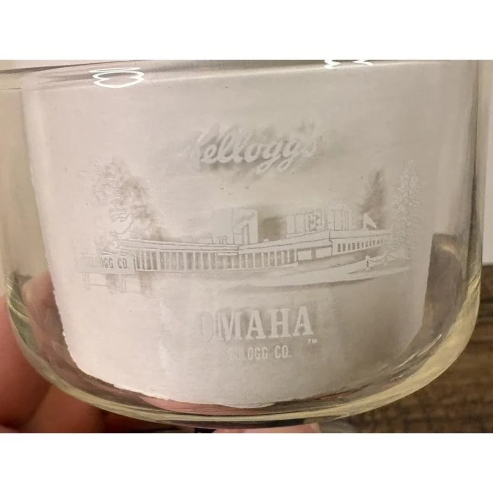 Vintage Kelloggs Company Omaha Nebraska  Footed Goblet Glass Square Base 1990